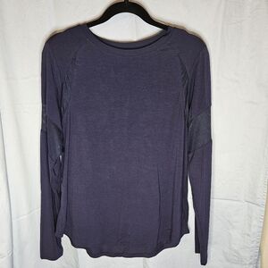 G3. Mizniuer Long Sleeve Top with Mesh in Navy - Size XL